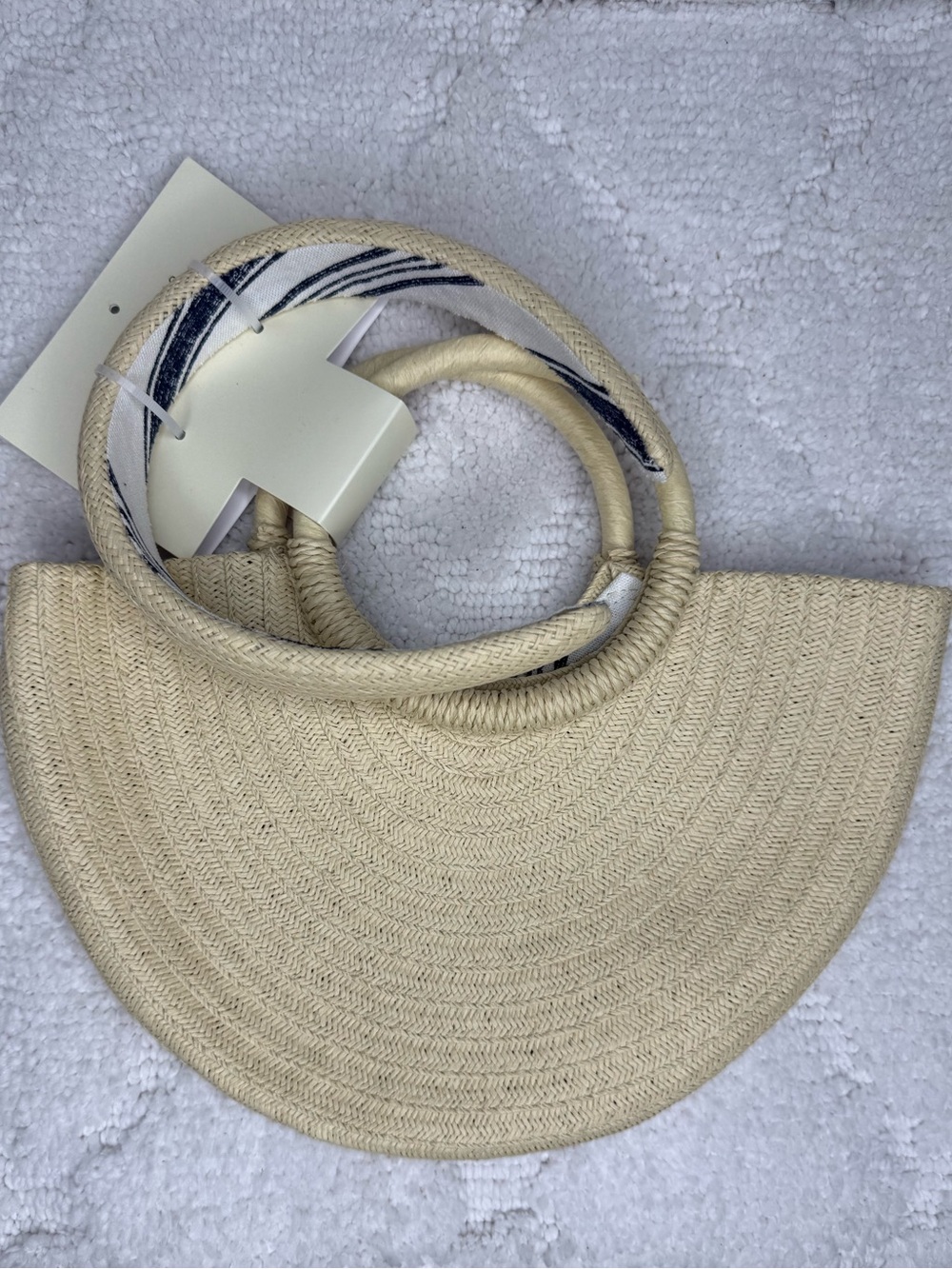 Max Studio Kids Woven Straw Purse & Headband Set Natural Navy NWT